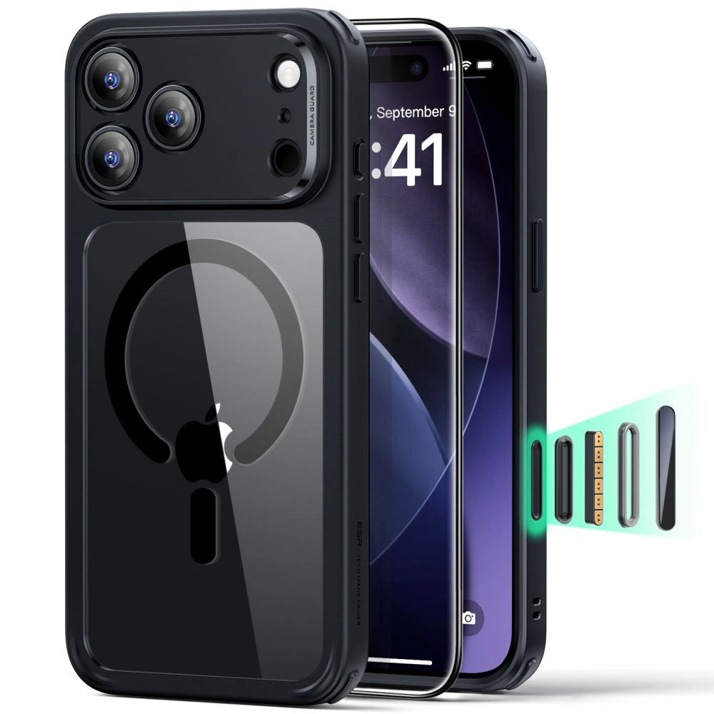Futrola MagSafe za Apple iPhone 17 Pro Max, ESR, Classic Hybrid sa zaštitnikom ekrana, Crna Transparentna