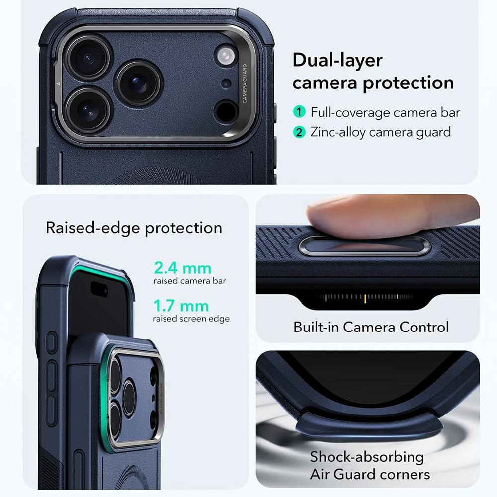 Futrola MagSafe za Apple iPhone 17 Pro Max, ESR, Cyber Armor Kickstand, Plava