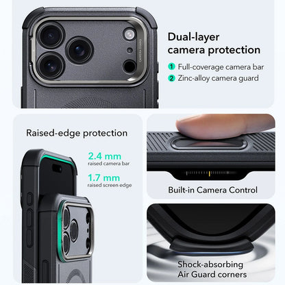 Futrola MagSafe za Apple iPhone 17 Pro Max, ESR, Cyber Armor Kickstand, Siva