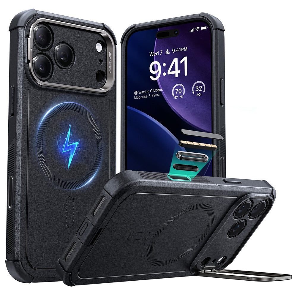 Futrola MagSafe za Apple iPhone 17 Pro Max, ESR, Cyber Armor Kickstand, Crna