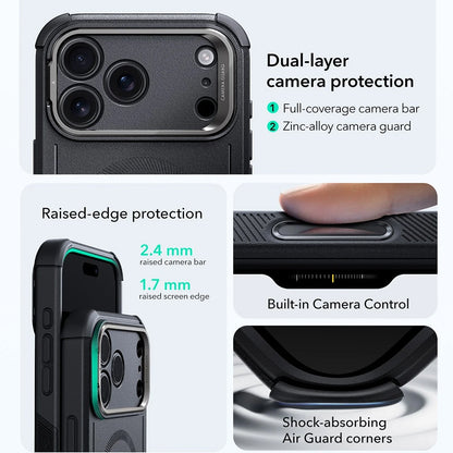 Futrola MagSafe za Apple iPhone 17 Pro Max, ESR, Cyber Armor Kickstand, Crna