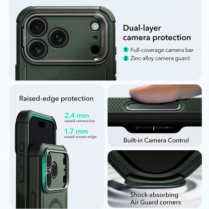 Futrola MagSafe za Apple iPhone 17 Pro Max, ESR, Cyber Armor Kickstand, Zelena