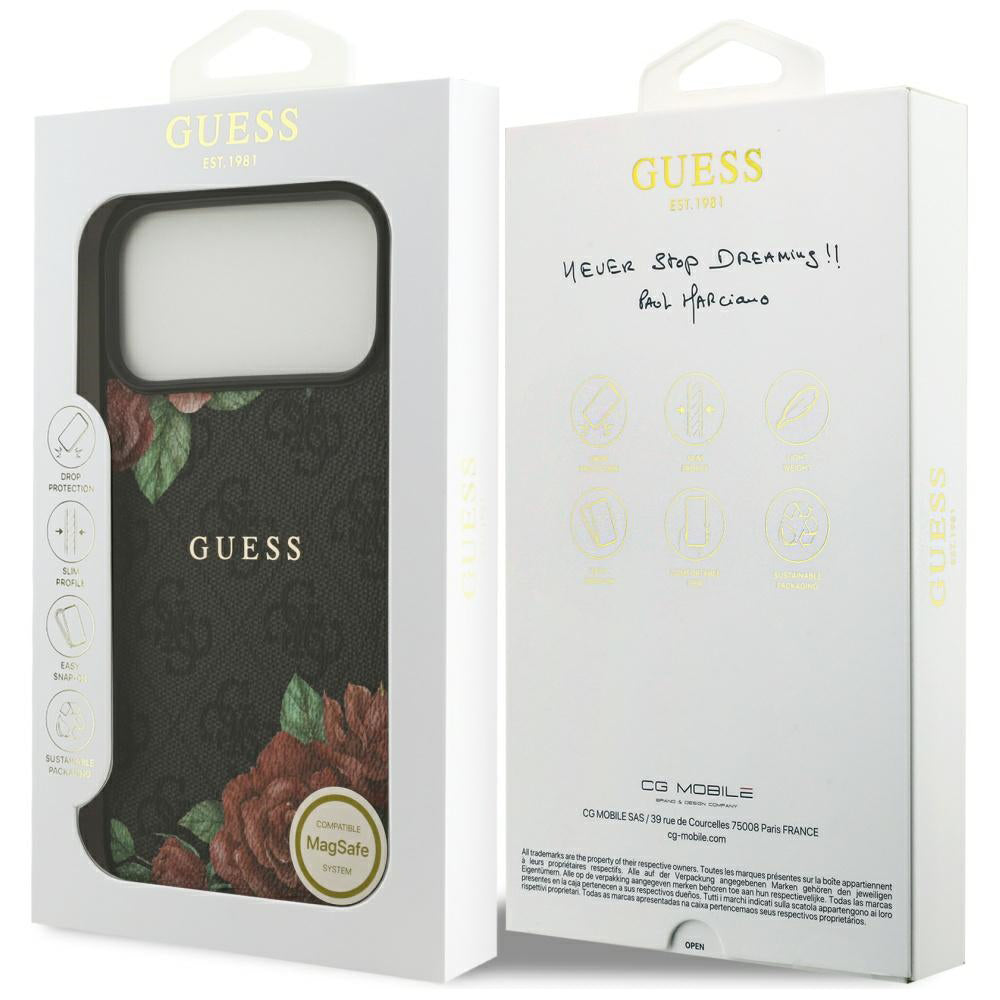 Futrola MagSafe za Apple iPhone 17 Pro Max, Guess, 4G Flowers Print, Crna