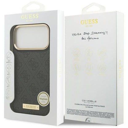 Futrola MagSafe za Apple iPhone 17 Pro Max, Guess, 4G Logo Plate, Crna
