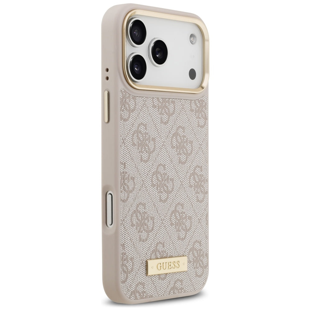 Futrola MagSafe za Apple iPhone 17 Pro Max, Guess, 4G Logo Plate, Roze