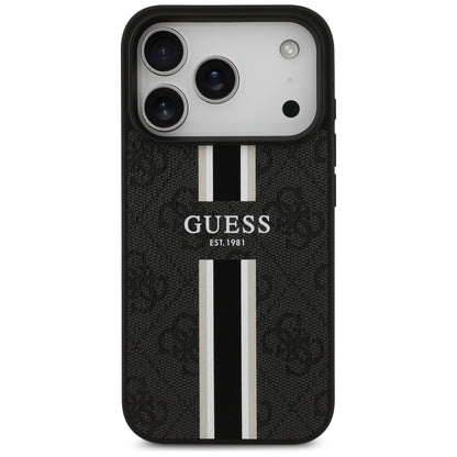 Husa MagSafe za Apple iPhone 17 Pro Max, Guess, 4G Printed Stripes, Crna