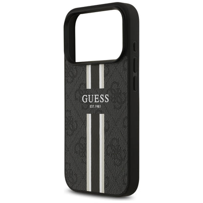 Husa MagSafe za Apple iPhone 17 Pro Max, Guess, 4G Printed Stripes, Crna