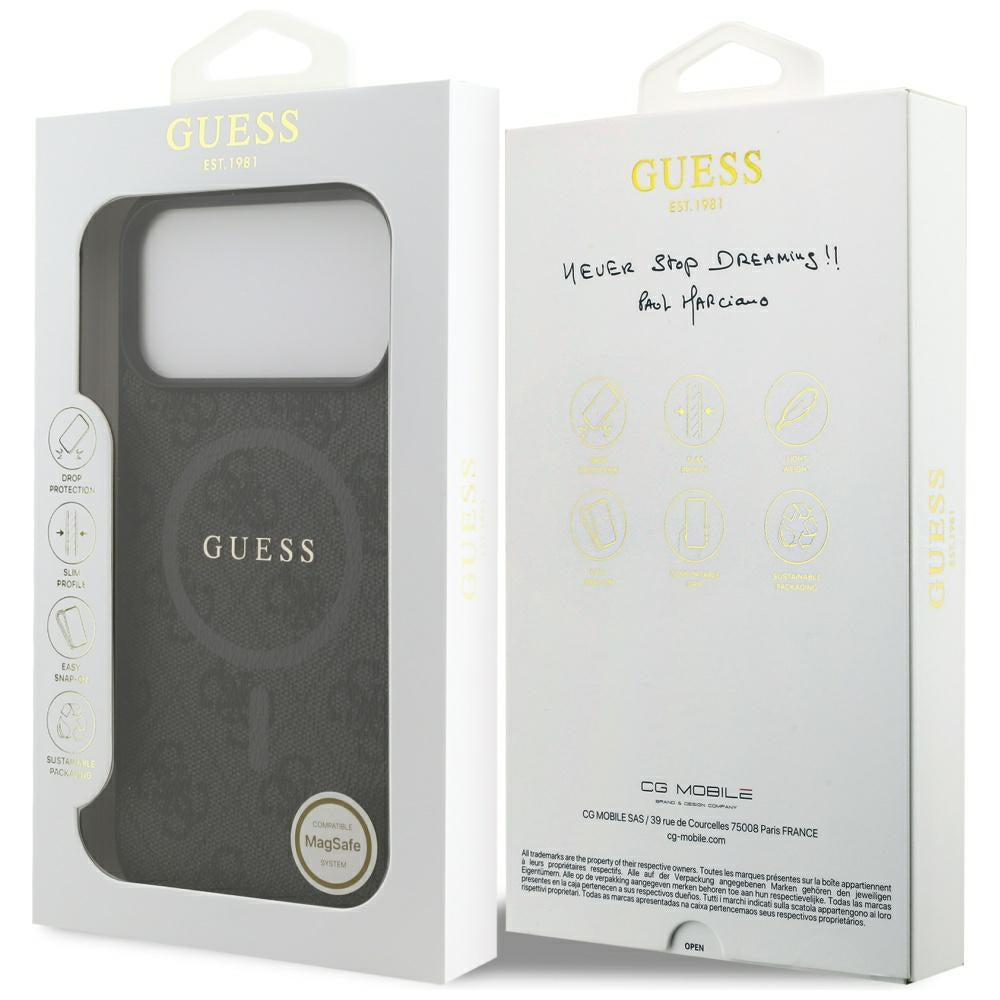 Futrola MagSafe za Apple iPhone 17 Pro Max, Guess, 4G Ring Classic Logo, Crna