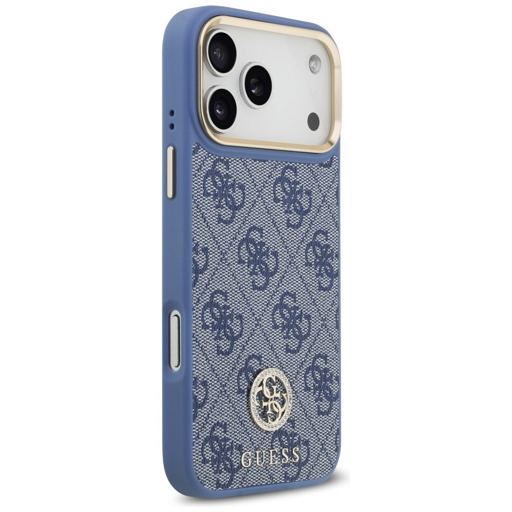 Husa MagSafe za Apple iPhone 17 Pro Max, Guess, 4G Strass Logo with Big Strap, Plava