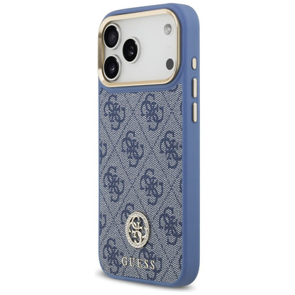 Husa MagSafe za Apple iPhone 17 Pro Max, Guess, 4G Strass Logo with Big Strap, Plava