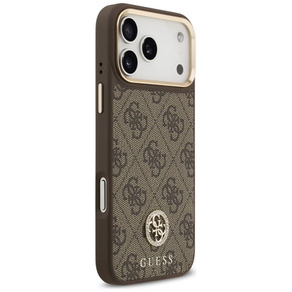 Futrola MagSafe za Apple iPhone 17 Pro Max, Guess, 4G Strass Logo sa velikom trakom, Braon