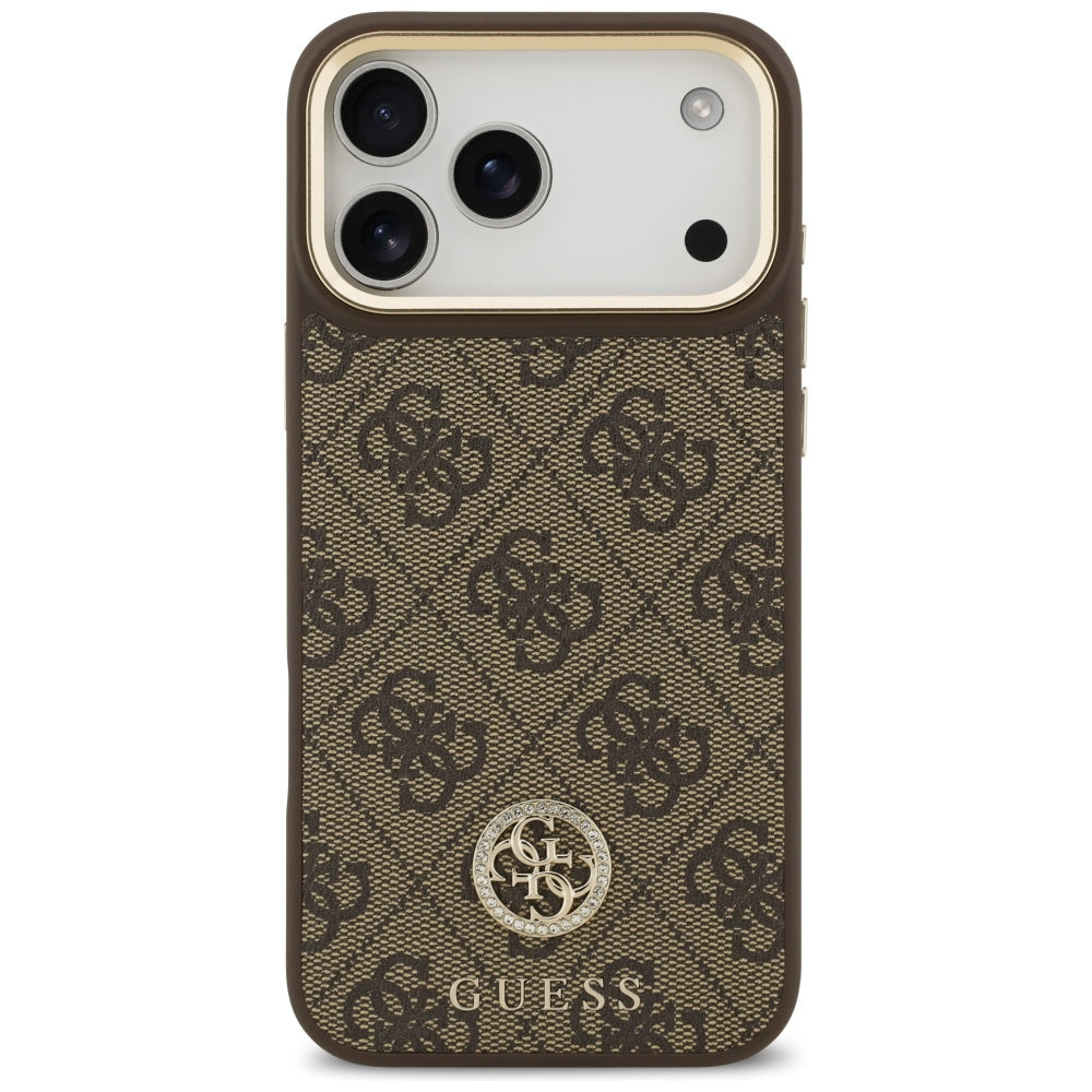 Futrola MagSafe za Apple iPhone 17 Pro Max, Guess, 4G Strass Logo sa velikom trakom, Braon