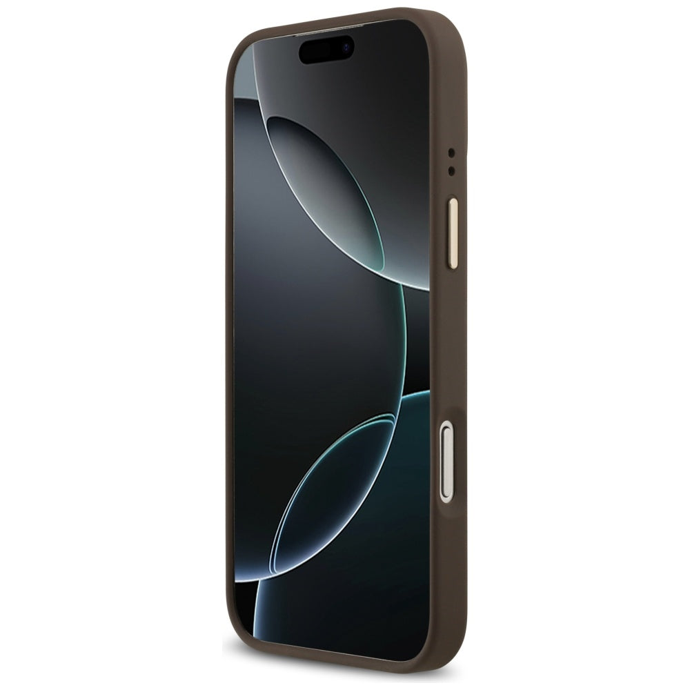 Futrola MagSafe za Apple iPhone 17 Pro Max, Guess, 4G Strass Logo sa velikom trakom, Braon
