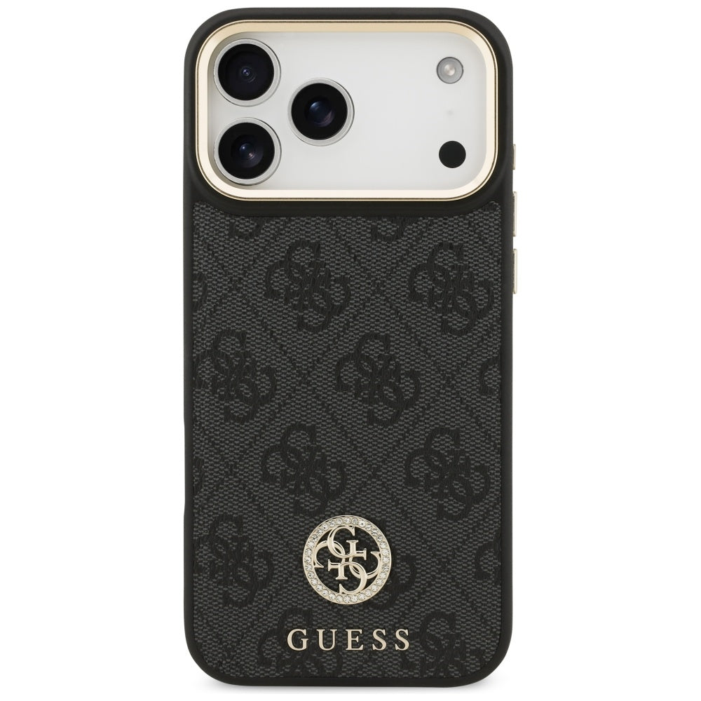 Futrola MagSafe za Apple iPhone 17 Pro Max, Guess, 4G Strass Logo with Big Strap, Crna