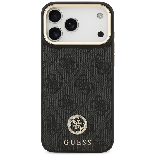 Futrola MagSafe za Apple iPhone 17 Pro Max, Guess, 4G Strass Logo with Big Strap, Crna