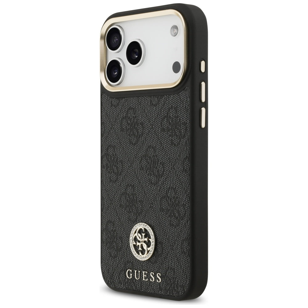 Futrola MagSafe za Apple iPhone 17 Pro Max, Guess, 4G Strass Logo with Big Strap, Crna