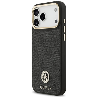 Futrola MagSafe za Apple iPhone 17 Pro Max, Guess, 4G Strass Logo with Big Strap, Crna