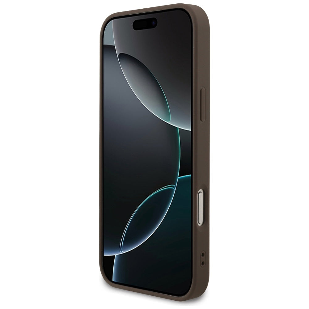 Futrola MagSafe za Apple iPhone 17 Pro Max, Guess, 4G Triangle Logo Cord Strap, Braon