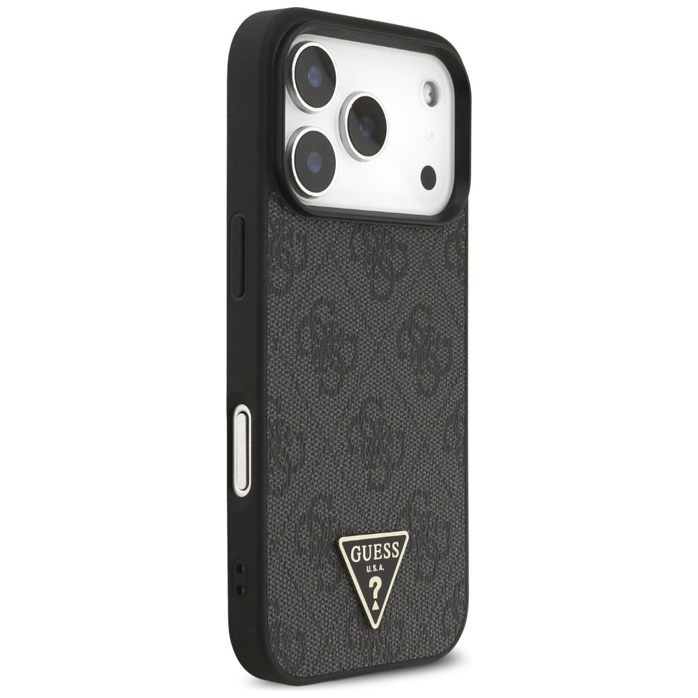 Husa MagSafe za Apple iPhone 17 Pro Max, Guess, 4G Triangle Logo with Cord Strap, Crna