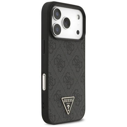 Husa MagSafe za Apple iPhone 17 Pro Max, Guess, 4G Triangle Logo with Cord Strap, Crna