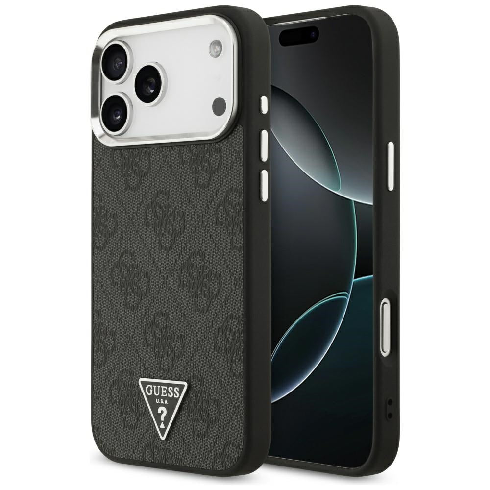 Futrola MagSafe za Apple iPhone 17 Pro Max, Guess, 4G Triangle Logo, Crno Srebrna