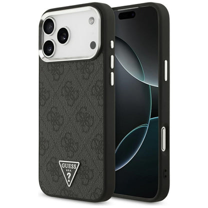 Futrola MagSafe za Apple iPhone 17 Pro Max, Guess, 4G Triangle Logo, Crno Srebrna