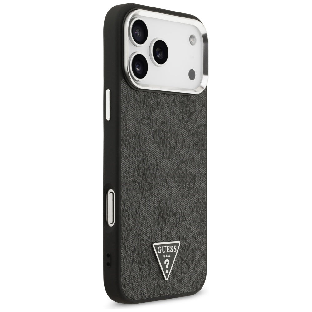 Futrola MagSafe za Apple iPhone 17 Pro Max, Guess, 4G Triangle Logo, Crno Srebrna
