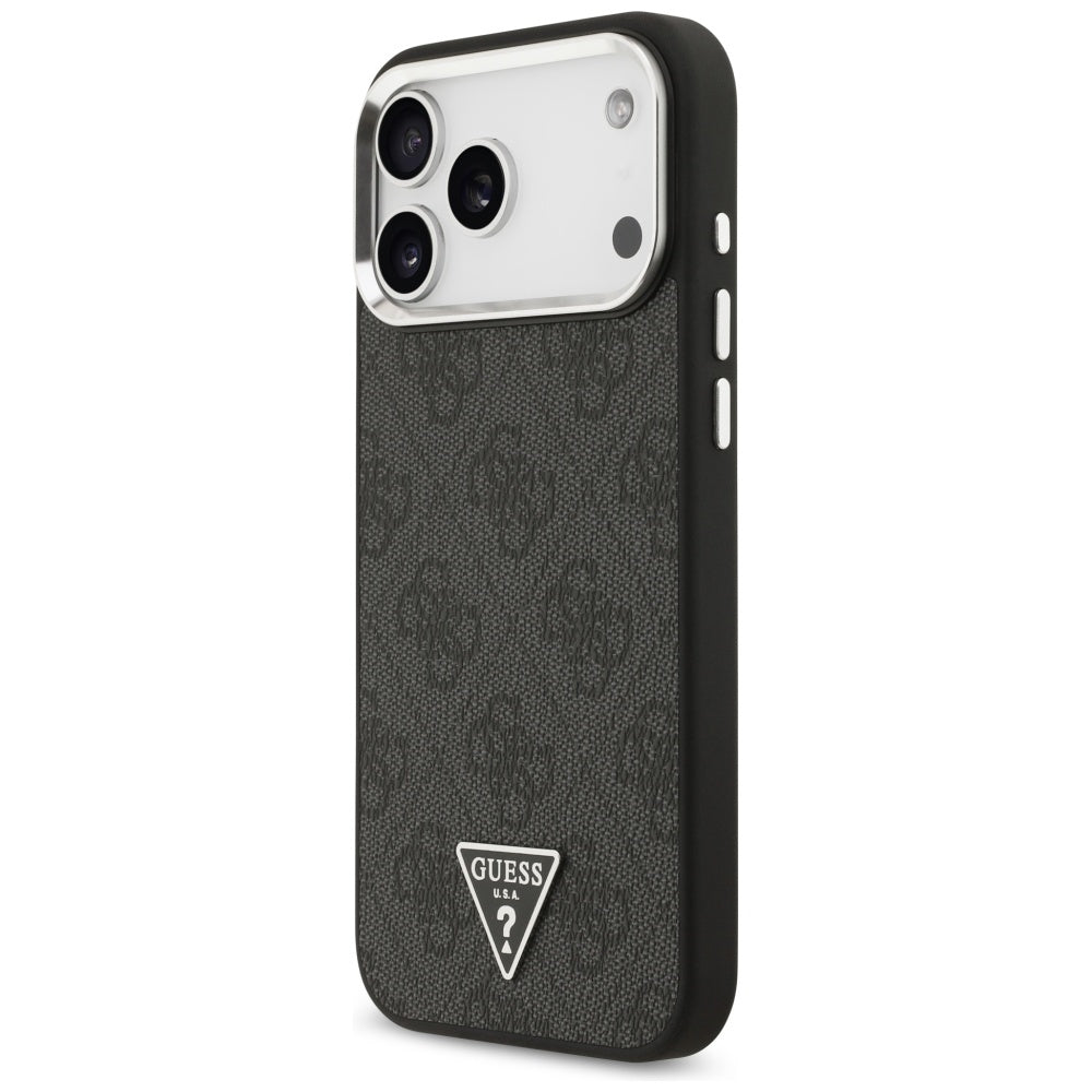 Futrola MagSafe za Apple iPhone 17 Pro Max, Guess, 4G Triangle Logo, Crno Srebrna