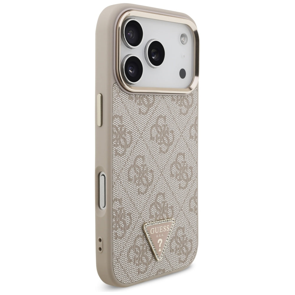 Futrola MagSafe za Apple iPhone 17 Pro Max, Guess, 4G Triangle Logo, Zlatno Roza