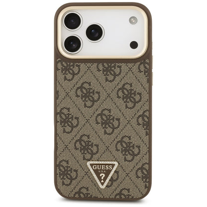 Husa MagSafe za Apple iPhone 17 Pro Max, Guess, 4G Triangle Logo with Big Strap, Braon