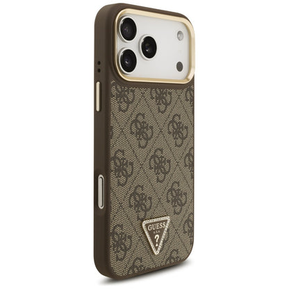 Husa MagSafe za Apple iPhone 17 Pro Max, Guess, 4G Triangle Logo with Big Strap, Braon