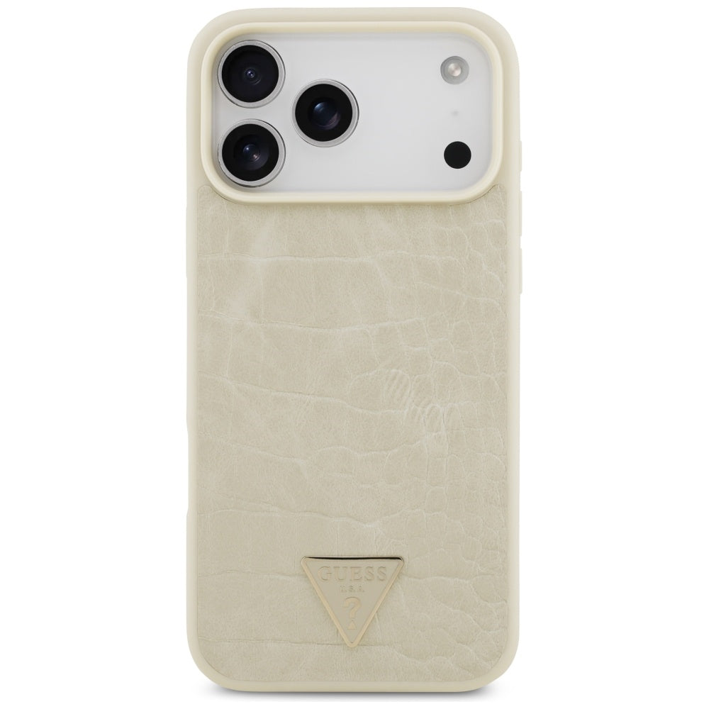 Husa MagSafe za Apple iPhone 17 Pro Max, Guess, Croco Triangle Logo, Zlatna