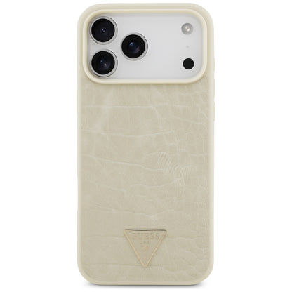 Husa MagSafe za Apple iPhone 17 Pro Max, Guess, Croco Triangle Logo, Zlatna