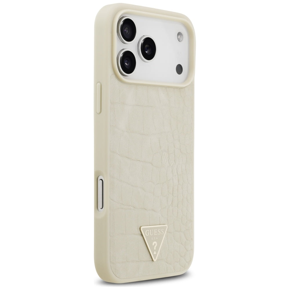 Husa MagSafe za Apple iPhone 17 Pro Max, Guess, Croco Triangle Logo, Zlatna