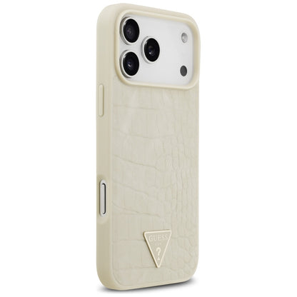 Husa MagSafe za Apple iPhone 17 Pro Max, Guess, Croco Triangle Logo, Zlatna