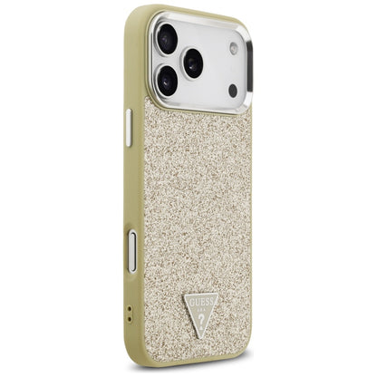 Husa MagSafe za Apple iPhone 17 Pro Max, Guess, Glitter Triangle Logo, Zlatna