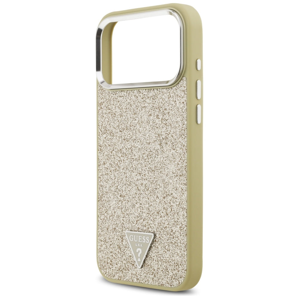 Husa MagSafe za Apple iPhone 17 Pro Max, Guess, Glitter Triangle Logo, Zlatna