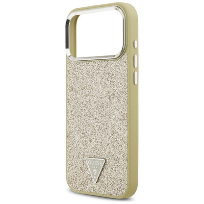 Husa MagSafe za Apple iPhone 17 Pro Max, Guess, Glitter Triangle Logo, Zlatna