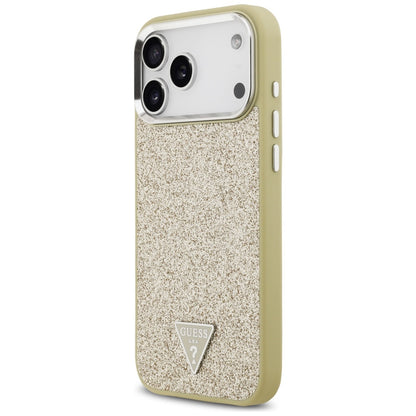 Husa MagSafe za Apple iPhone 17 Pro Max, Guess, Glitter Triangle Logo, Zlatna