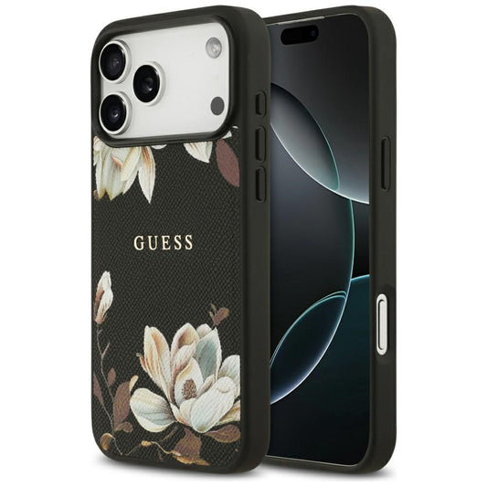 Futrola MagSafe za Apple iPhone 17 Pro Max, Guess, Grained Flowers, Crna