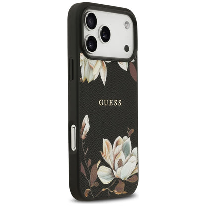 Futrola MagSafe za Apple iPhone 17 Pro Max, Guess, Grained Flowers, Crna
