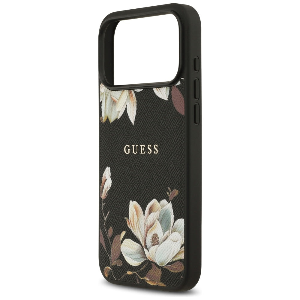 Futrola MagSafe za Apple iPhone 17 Pro Max, Guess, Grained Flowers, Crna