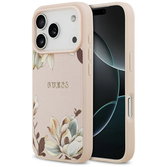 Futrola MagSafe za Apple iPhone 17 Pro Max, Guess, Grained Flowers, Roze