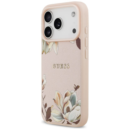 Futrola MagSafe za Apple iPhone 17 Pro Max, Guess, Grained Flowers, Roze