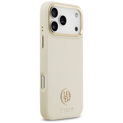 Futrola MagSafe za Apple iPhone 17 Pro Max, Guess, Grained Strass Logo, Bež