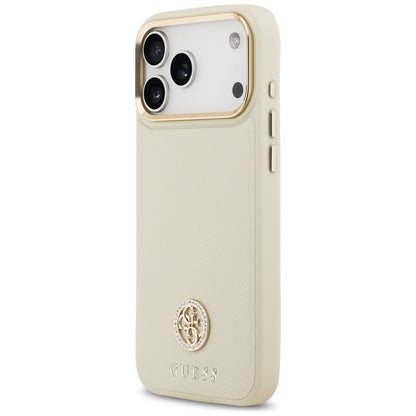 Futrola MagSafe za Apple iPhone 17 Pro Max, Guess, Grained Strass Logo, Bež