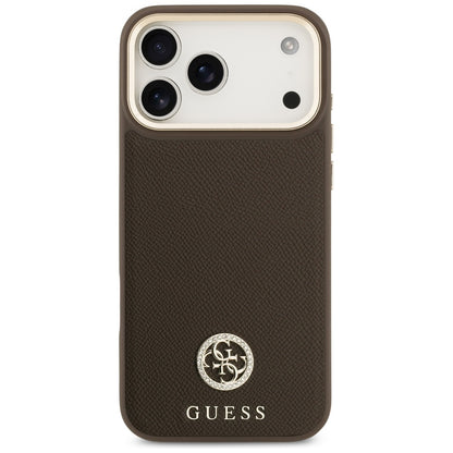 Futrola MagSafe za Apple iPhone 17 Pro Max, Guess, Grained Strass Logo, Braon