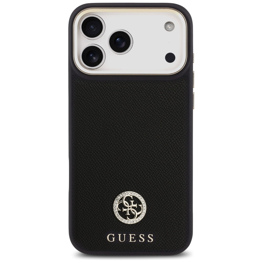 Futrola MagSafe za Apple iPhone 17 Pro Max, Guess, Grained Strass Logo, Crna