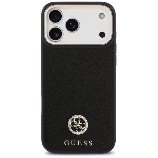 Futrola MagSafe za Apple iPhone 17 Pro Max, Guess, Grained Strass Logo, Crna