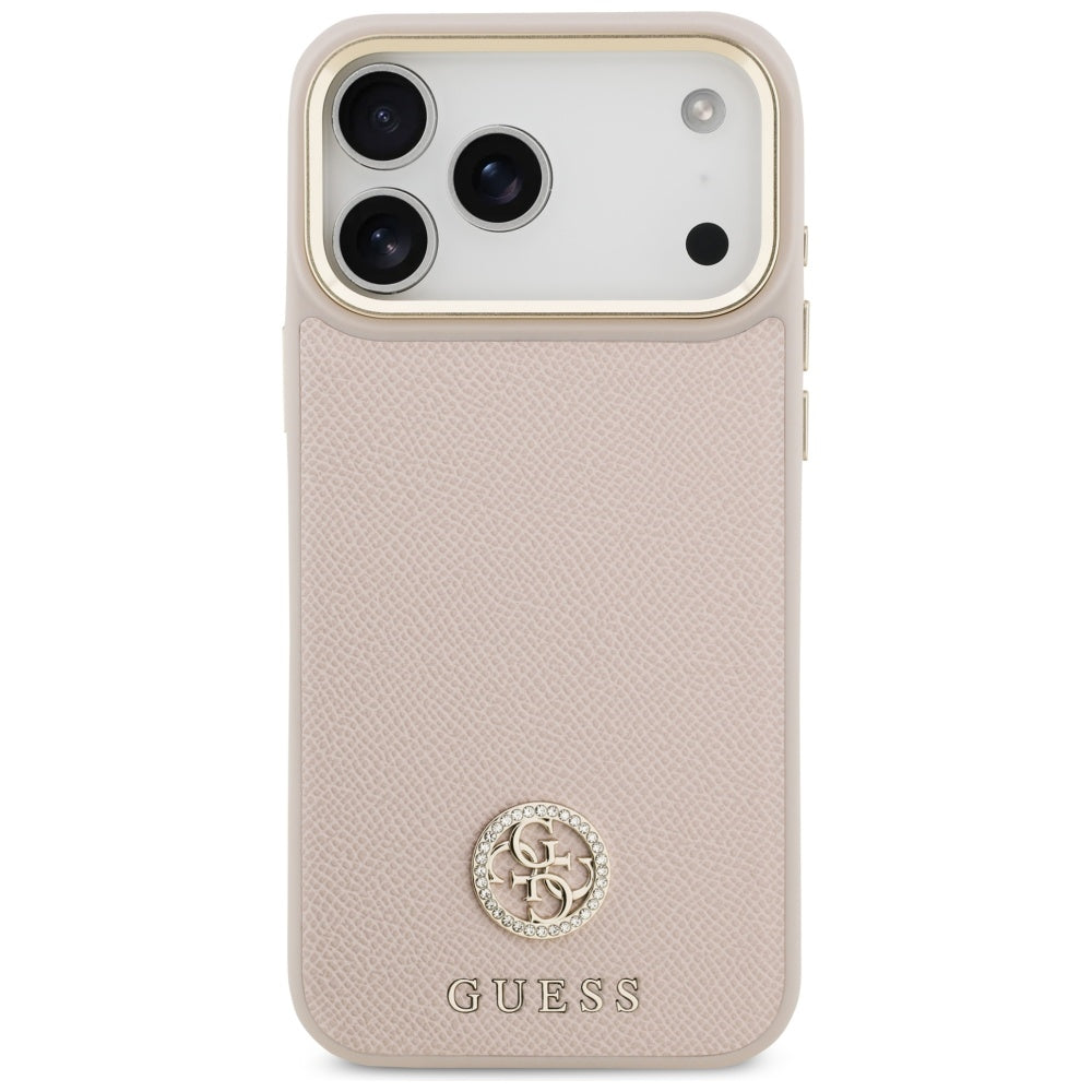Husa MagSafe za Apple iPhone 17 Pro Max, Guess, Grained Strass Logo, Roze